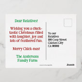 Funny Christmas Quote Schattige Fun Chicken Drawin Folie Feestdagen Briefkaart (Achterkant)