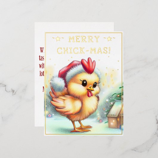 Funny Christmas Quote Schattige Fun Chicken Drawin Folie Feestdagen Briefkaart (Voorkant / Achterkant)