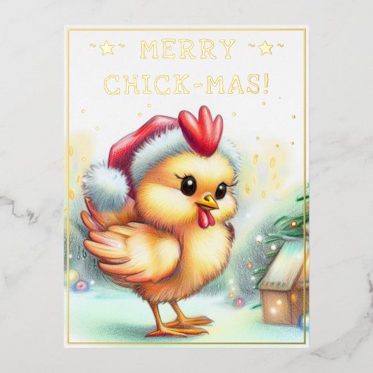 Funny Christmas Quote Schattige Fun Chicken Drawin Folie Feestdagen Briefkaart (Voorkant)