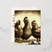 Funny Christmas Quote Schattige Fun  Chickens Folie Feestdagen Briefkaart (Voorkant / Achterkant)