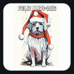 Funny Christmas Quote Schattigee Whimsical Santa D Vierkante Sticker<br><div class="desc">"Santa Paws komt naar de stad! Pas op voor deze hilarische katachtige die overal kerstvreugde en onheil brengt." // #NaumovskiArt #SantaClaus #Santa #Xmas #Funny #Quote #FunnyChristmas #FunnyXmas #Illustration #XmasTime #art #MerryChristmas #ChristmasTime #Holiday #Happy #Memes #Dog #Cheer #Dogs #puppy #Schattige</div>