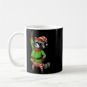 Funny Christmas Raccoon Dressed As Elf With Sungle Koffiemok (Links)