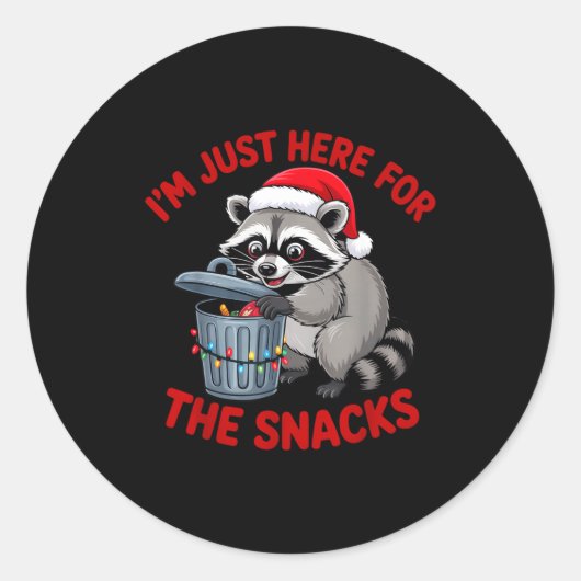 Funny Christmas Raccoon Shirt I'm Just Here For Th Ronde Sticker (Voorkant)