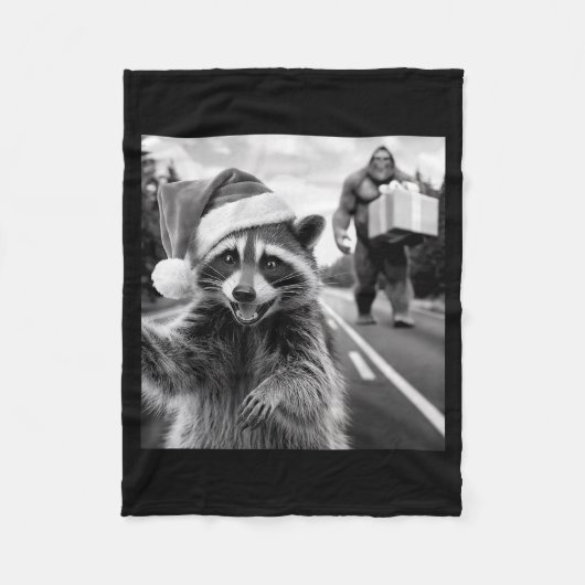 Funny Christmas Raccoon Shirt Raccoon Selfie With  Fleece Deken (Voorkant)