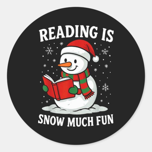 Funny Christmas Reading Is Snow Much Snowman Book  Ronde Sticker (Voorkant)