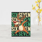 Funny Christmas Reindeer Dabbing Xmas Dab Six Seve Kaart (Gele Bloem)