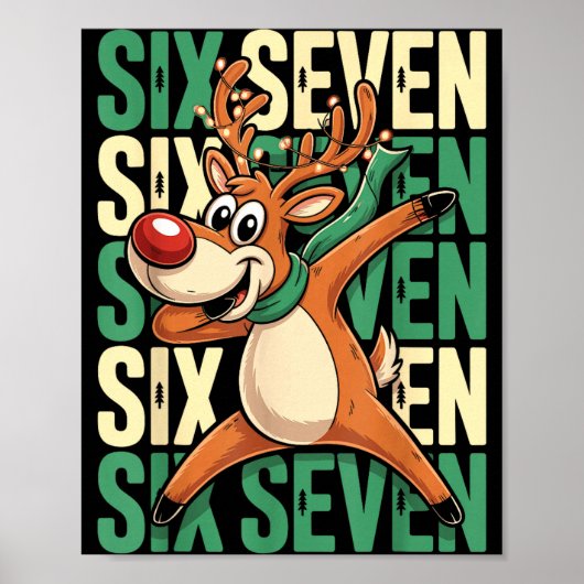 Funny Christmas Reindeer Dabbing Xmas Dab Six Seve Poster (Voorkant)
