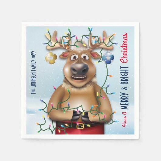 Funny Christmas Reindeer Holiday Cheer Servet (Voorkant)