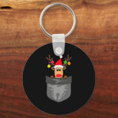 Funny Christmas Reindeer In Cket Sleutelhanger (Voorkant)