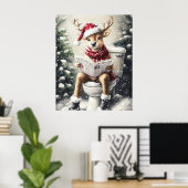 Funny Christmas Reindeer Reading on the Toilet Poster (Thuiskantoor)