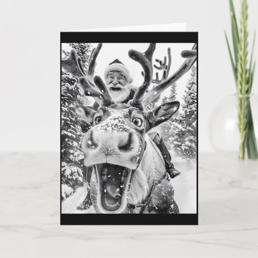 Funny Christmas Reindeer Selfie Santa Claus Xmas S Kaart (Voorkant)