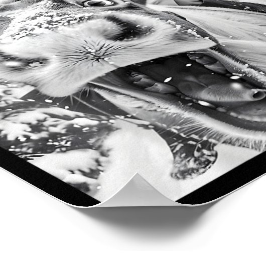 Funny Christmas Reindeer Selfie Santa Claus Xmas S Poster (Hoek)