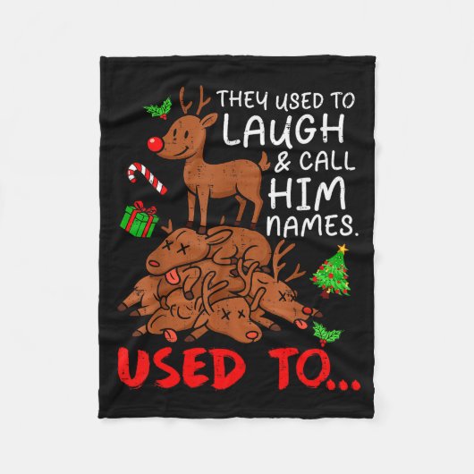 Funny Christmas Reindeer They Used To Laugh &amp;  Fleece Deken (Voorkant)