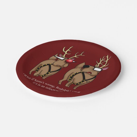 Funny Christmas rendier neus Humor Papieren Bordje (Gekanteld)