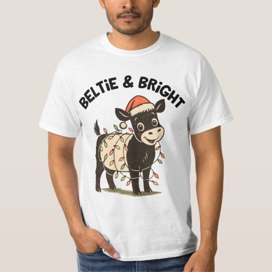 Funny Christmas Retro Belted Galloway Beltie T-shirt (Voorkant)