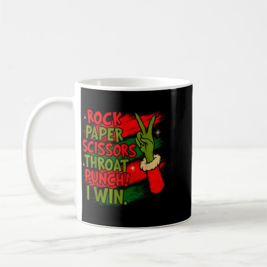 Funny Christmas Rock Paper Scissors Throat Punch  Koffiemok (Links)