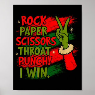 Funny Christmas Rock Paper Scissors Throat Punch  Poster