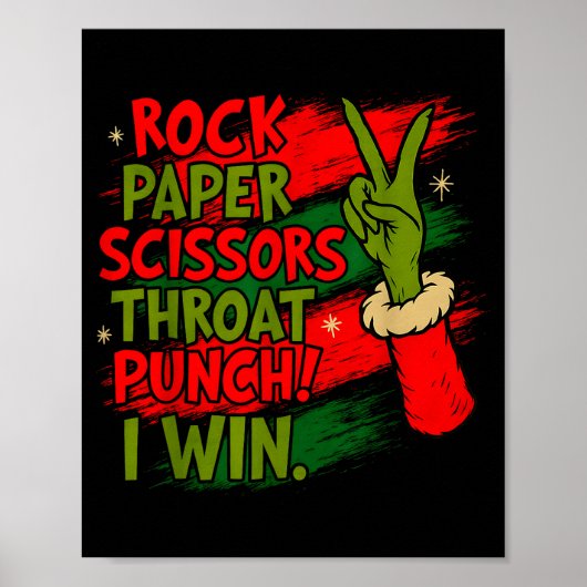 Funny Christmas Rock Paper Scissors Throat Punch Poster (Voorkant)