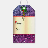 Funny Christmas Rudolph rendieren Paarse glitter Cadeaulabel (Achterkant)