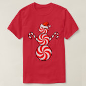 Funny Christmas s Peppermint Candy Snowman  T-shirt (Design voorkant)