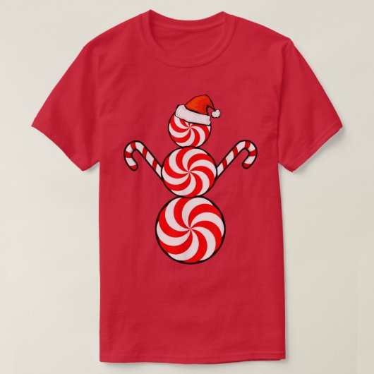 Funny Christmas s Peppermint Candy Snowman  T-shirt (Design voorkant)