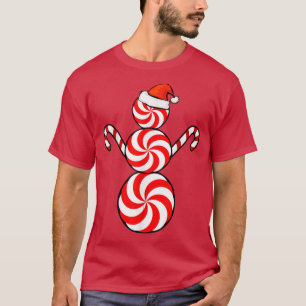 Funny Christmas s Peppermint Candy Snowman  T-shirt