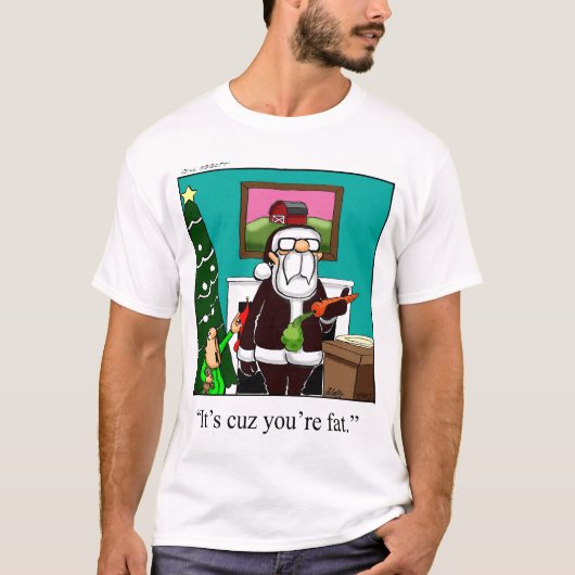 Funny Christmas Santa Cartoon T-shirt (Voorkant)
