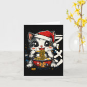 Funny Christmas Santa Cat Ramen Japanese Kawaii An Kaart (Gele Bloem)