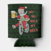 Funny Christmas Santa Claus Bier Humor Monogrammed Blikjeskoeler (Voorkant)