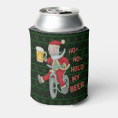 Funny Christmas Santa Claus Bier Humor Monogrammed Blikjeskoeler (Blikje Achterkant)