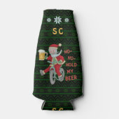 Funny Christmas Santa Claus Bier Humor Monogrammed Flesjeskoeler (Voorkant)