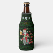Funny Christmas Santa Claus Bier Humor Monogrammed Flesjeskoeler (Fles Voorkant)