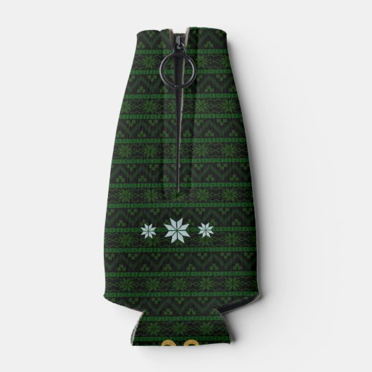 Funny Christmas Santa Claus Bier Humor Monogrammed Flesjeskoeler (Achterkant)