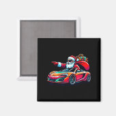 Funny Christmas Santa Claus Driving Srt Car Xmas P Magneet (Voorkant / Achterkant)
