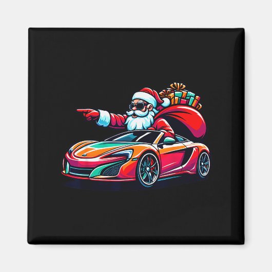 Funny Christmas Santa Claus Driving Srt Car Xmas P Magneet (Voorkant)