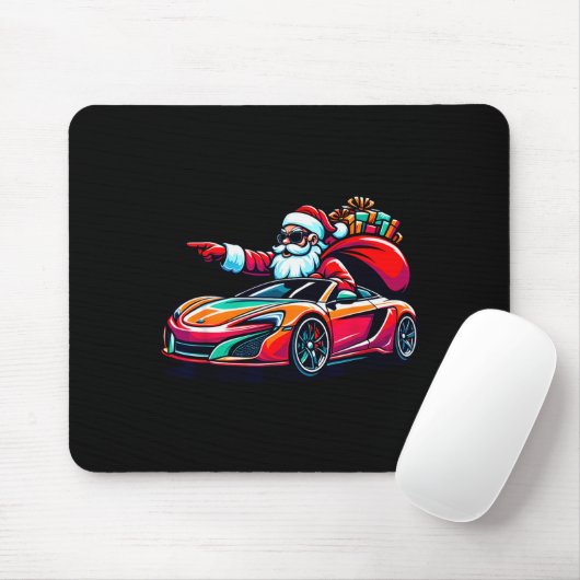 Funny Christmas Santa Claus Driving Srt Car Xmas P Muismat (Met muis)