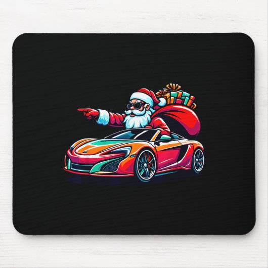 Funny Christmas Santa Claus Driving Srt Car Xmas P Muismat (Voorkant)