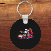 Funny Christmas Santa Claus Driving Srt Car Xmas P Sleutelhanger (Voorkant)