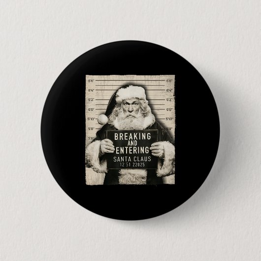 Funny Christmas Santa Claus Humor Mugshot Xmas Men Ronde Button 5,7 Cm (Voorkant)