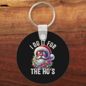 Funny Christmas Santa Claus I Do It For The Hos Cu Sleutelhanger (Voorkant)