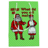 Funny Christmas Santa Claus & Mrs Holiday Humor Medium Cadeauzakje (Voorkant)