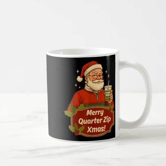 Funny Christmas Santa Claus Quarterzip And Matcha  Koffiemok (Rechts)