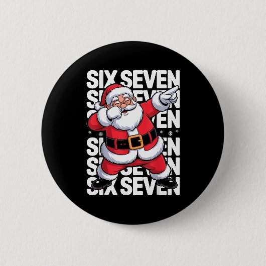 Funny Christmas Santa Dabbing Xmas Dab Six Seven 6 Ronde Button 5,7 Cm (Voorkant)