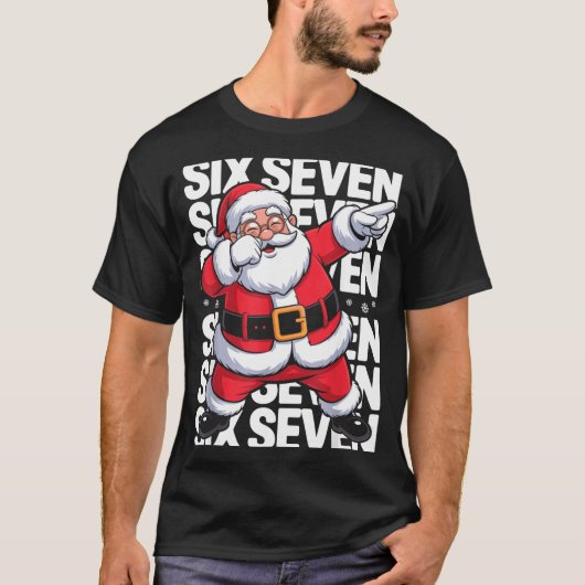 Funny Christmas Santa Dabbing Xmas Dab Six Seven 6 T-shirt (Voorkant)