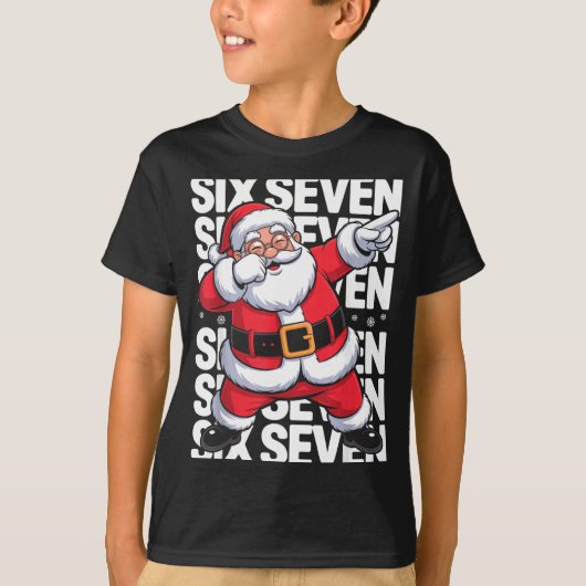 Funny Christmas Santa Dabbing Xmas Dab Six Seven 6 T-shirt (Voorkant)