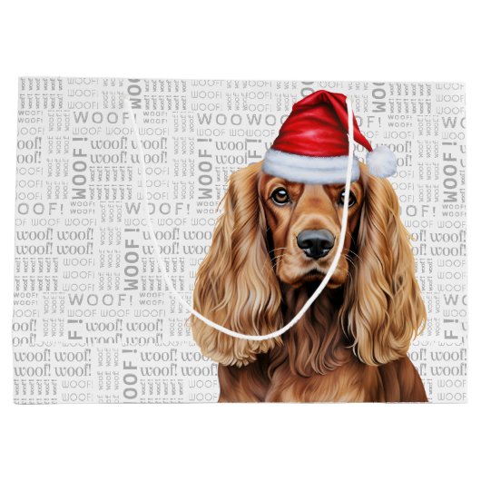 Funny Christmas Santa Dog Cocker Spaniel Holiday Groot Cadeauzakje (Achterkant)