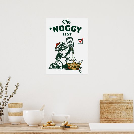 Funny Christmas Santa Drink Rum Eggnog Poster (Keuken)