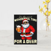 Funny Christmas Santa Drinking Beer Wonderful Time Kaart (Gele Bloem)