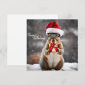 Funny Christmas Santa Eekhoorn met Cadeau Feestdagenkaart (Voorkant / Achterkant)