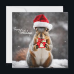 Funny Christmas Santa Eekhoorn met Cadeau Feestdagenkaart<br><div class="desc">kersteekhoorn</div>